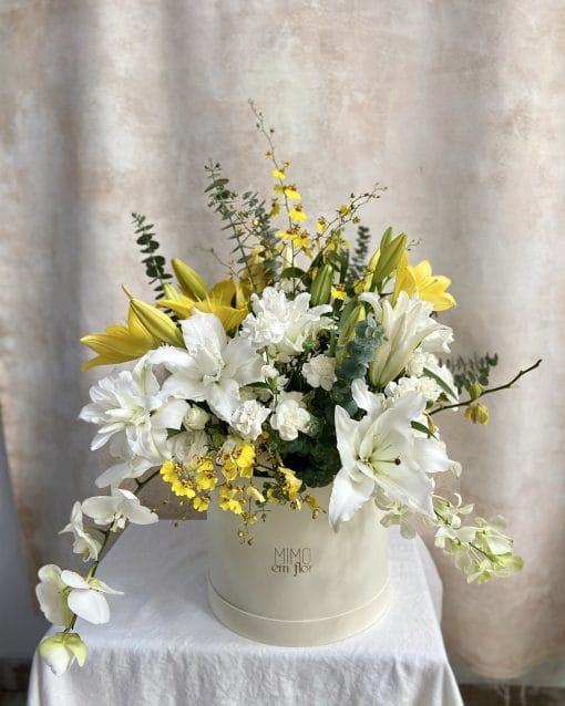 Box GG Marfim<br> Orquídeas e Lírios <br> Branco, Verde e Amarelo