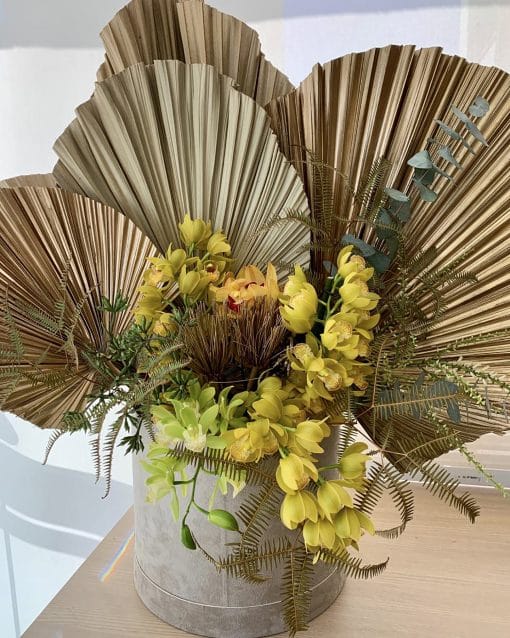 Box Camurça GG <br>Latânias Metalizadas e Orquídeas