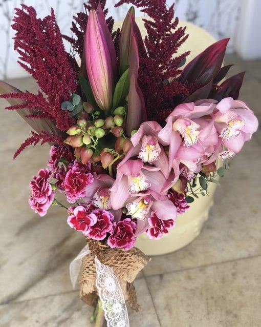 Buquê G <br> Marsala e Rosa com Orquídeas - Image 2