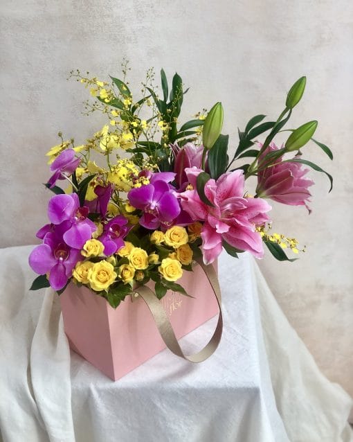 Bolsa Alça de Couro M<br>Com Rosas e Orquídeas - Image 3
