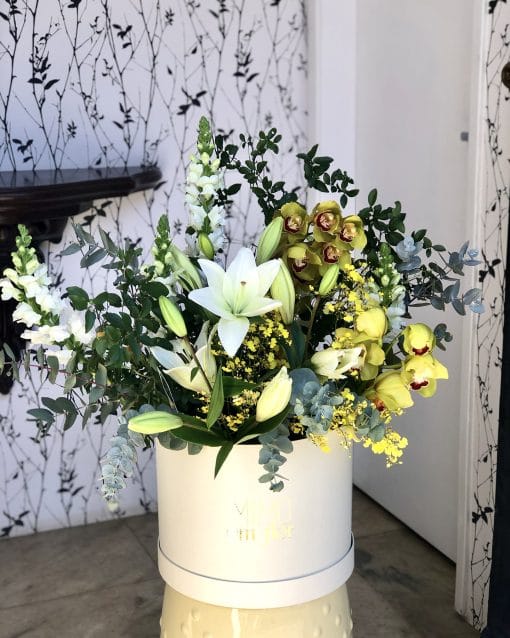 Box Cartonada G Marfim <br>Orquídeas e boca-de-leão
