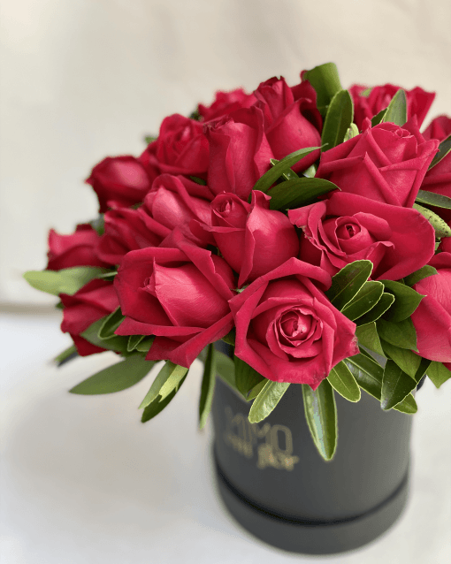 Box Preta M <br> Rosas Vermelhas