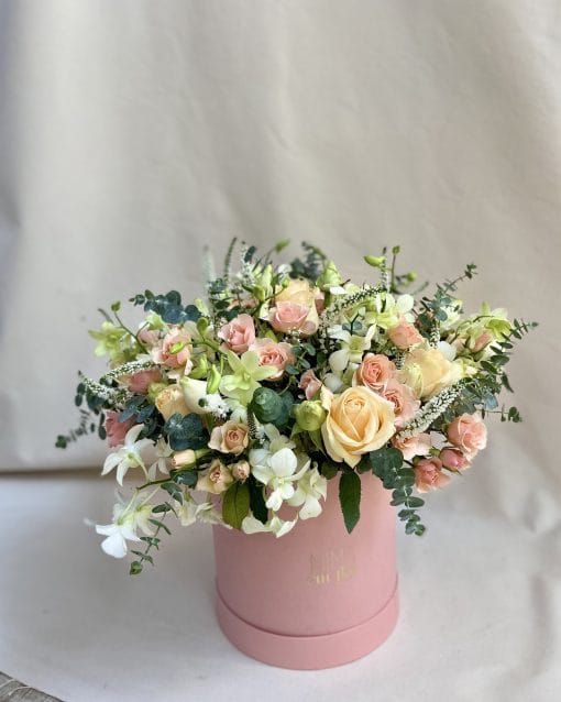 Box Rosa G <br>Arranjo Clássico Tons Pastel