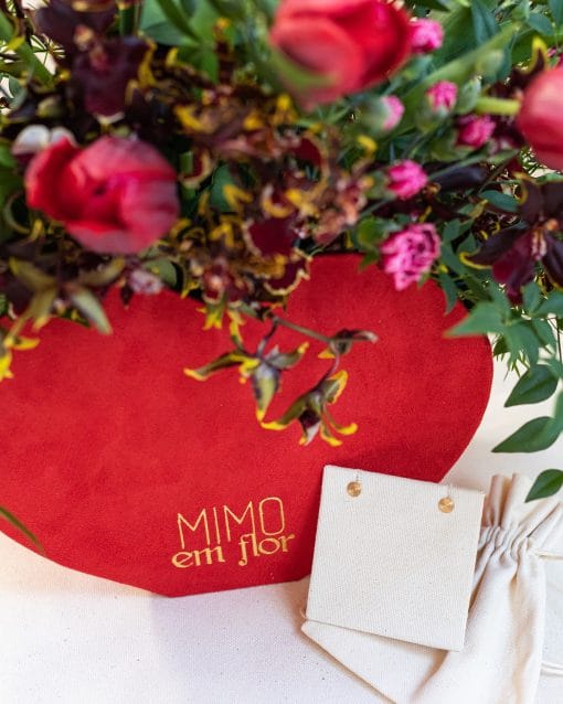 Kit Coração Cereja <br> Brinco Prata Banhada a Ouro <br>  Viviana Terra
