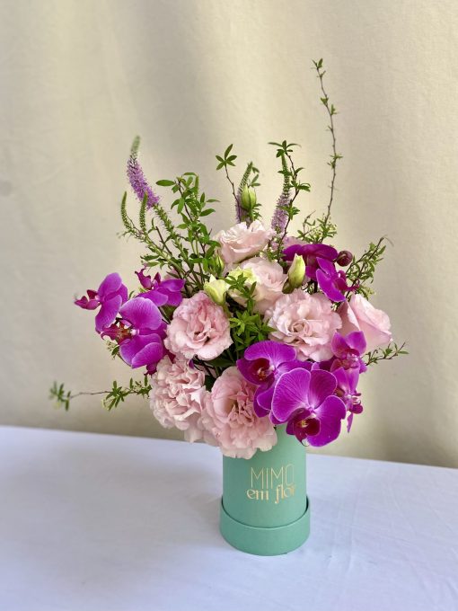 Box Pétit Tiffany <br> Rosa Bebê e Fúcsia <br> com Orquídea
