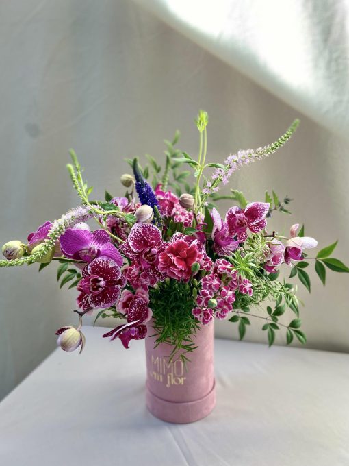 Box Pétit de Camurça <br>  Orquídeas e Verônicas