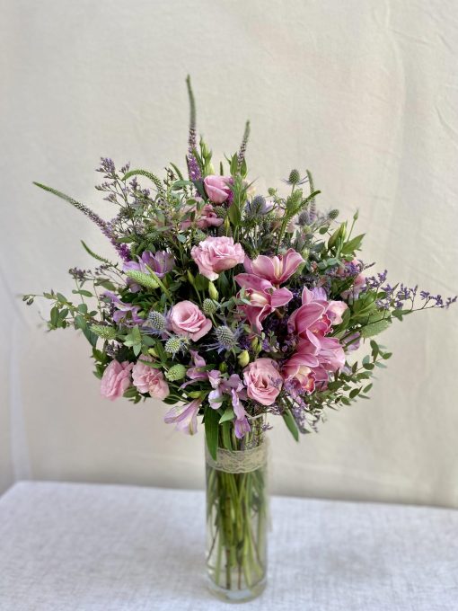 Cilindro G Clássico <br> Tons de Rosa e Lilás <br> Com Orquídeas