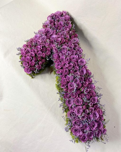 Número 1 (52cm)  <br> Rosas Lilás