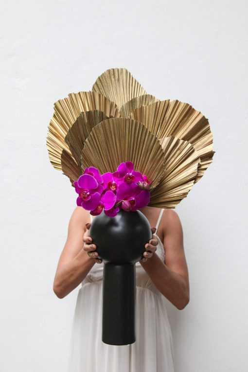Vaso M Cerâmica Leques e Orquídeas - Image 3