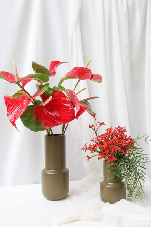 Duo Vasos Cerâmica Tons de Vermelho