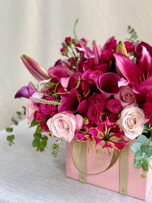 Bolsa Alça de Couro M com Rosa, Calla, Lírio - Image 3