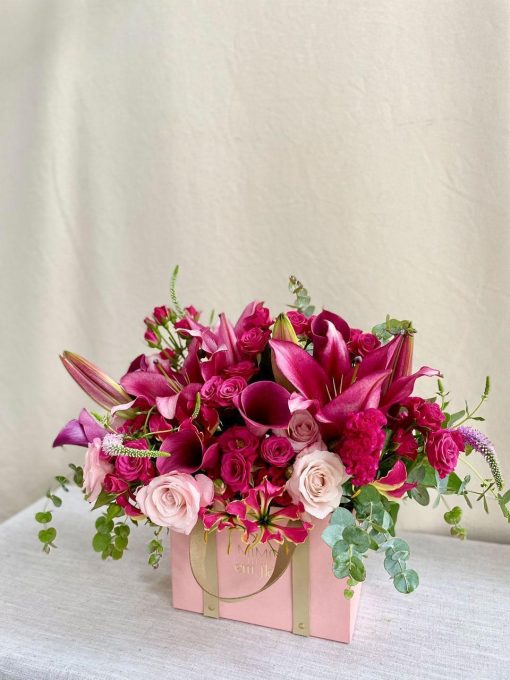 Bolsa Alça de Couro M com Rosa, Calla, Lírio - Image 4