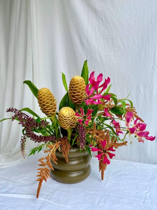 Vaso Cerâmica Arranjo Tropical Chic